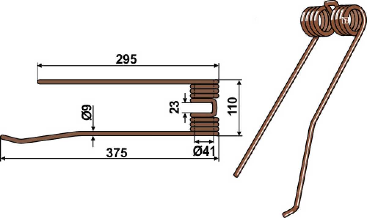 Heuwenderzinken Ø9 - links